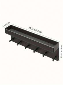Suporte de Parede para Chaves com 6 Ganchos, Fácil Instalação, Material Plástico Moderno, Adequado para Quarto ou Banheiro para Guardar Chaves e Correspondência Decoração de Banheiro de Casa, Organizador de Banheiro, Volta às Aulas de Verão