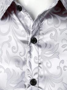 Men's Elegant Jacquard Long Sleeve Shirt, Spring/Autumn