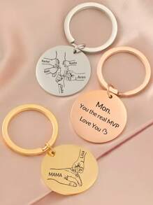 Spersonalizowany brelok rodzinny, dwustronny brelok z nadrukiem, brelok do torebek, prezent na Dzień Matki, prezent urodzinowy, prezent na Dzień Ojca, grawerowany, ze stali nierdzewnej, kolorowy, uroczy, uroczy, zabawny, kawaii, Y2K, unisex, swobodny, niestandardowy, spersonalizowany, wyjątkowy, dostosowany, idealny prezent dla niego, idealny prezent dla uczniów szkół średnich, uczniów szkół średnich, uczniów szkół średnich, studentów, studentów, studentów, pierwszoroczniaków, drugoklasistów, studentów młodszych klas, spersonalizowane breloki i akcesoria, strój vintage, dodatki odzieżowe, edycja na Halloween, praktyczny szyk
