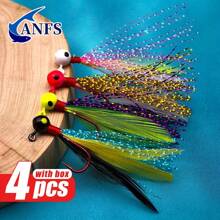 Bộ lưỡi câu Jig Head 4 chiếc/hộp - Lưỡi câu Jig câu cá nước ngọt nước mặn cho cá rô, cá hồi, cá rô, món quà câu cá tuyệt vời cho người câu cá - Nhiều màu - Xem 4