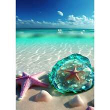 1pc Landscape Sky Blue Beach Shell Modern Posters Canvas Painting Beautiful Wall Arts Living Room Home Decor No Frame - Multicolor - View 12