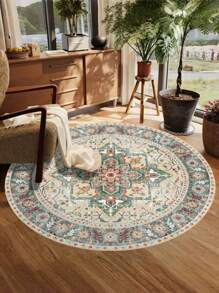 1 Piece Bohemian Circular Pattern Carpet, Vintage Rug, Lightweight Polyester Fiber Carpet, For Living Room, Sofa, Bedroom, Home Decoration, Holiday Decor