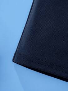 Young Boy Classic Casual Embroidered Contrast Trim Collar Short Sleeve Polo Shirt, Suitable For Daily, Group Travel, Gathering, Outdoor Activities - 藏蓝色 - 查看 8