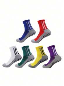 1/4/6/10 Pairs Of Professional Football Training And Competition Sports Socks, Mesh Breathable, Thickened Towel Bottom, Glue Point Non-Slip And Wear-Resistant, Suitable For Boxing, Basketball, Yoga, Running, Football, Unisex