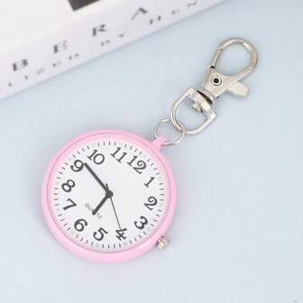Popular Cute Candy Color Keychain Watch, Minimalist Casual Pocket Watch, 40mm Diameter Arabic Numeral Dial, Quartz Watch Suitable For Men And Women, Gift