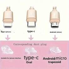 1pc Cute Bear Design Dust Plug Compatible With Apple/Type-C, Dust Protector Cover For Android Phone Charging Port - Multicolor - View 6