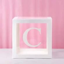 Cajas de globos blancos, con letras para Baby Shower, 1 caja con 1 letra o 1 juego de 4 cajas y letras B-A-B-Y, decoraciones de fiesta de baby shower para fiestas de cumpleaños, cajas de globos transparentes, bloques claros para fiestas de cumpleaños, duchas nupciales, revelación de género, decoraciones de cajas de globos