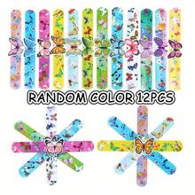 12pcs Colorful Resin Butterfly Bangle Bracelets, Vibrant Plastic Cracked Circle Bangle Bracelets With Butterfly Design, Suitable For Wedding, Bridal Shower, Birthday Party Decoration - No Power Required