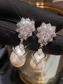 1 Đôi bông tai mặt dây chuyền đá Cubic Zirconia thanh lịch dành cho nữ, thích hợp làm quà tặng cho đám cưới, lễ đính hôn, kỷ niệm, tiệc tùng, Ngày của Mẹ. - 5 # - Xem 12