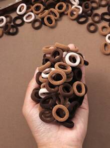 100 pezzi di elastici per capelli di base e carini per donne, neri e colorati, elasticizzati, senza danni per i capelli, fermacode, accessori per capelli per il ritorno a scuola
