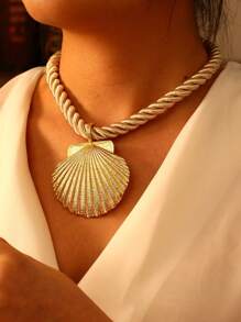 1 peça Moda Luz Luxo Simples Verão Liga Sol Pingente Tecido Torção Colar Senhoras Casal Irmãs Casal Jóias Presentes, Adequado Para Encontros Diários Feriado Praia Festa de Aniversário Férias Desgaste