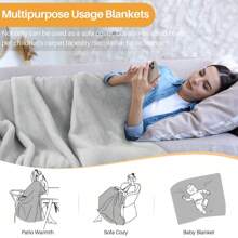 Couverture douillette, couverture en peluche moelleuse, couverture de canapé, couverture polaire, couverture de canapé en flanelle pour lit, canapé, chambre à coucher, bureau, couverture épaisse et chaude, super douce pour jeté de canapé. - Gris pâle - Voir 11
