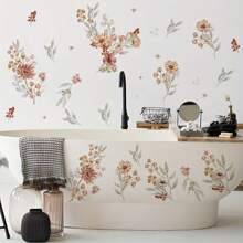 Bohemian Style Flower Wall Decals, Hotel Home Office Bedroom Living Room Study Room Removable Self-Adhesive Wall Stickers, PVC Gifts Birthday Graduation Room Decor Home Decor Wall Decor Bathroom Decor Bedroom Decor Room Decoration Stuff Living Room Decor House Decor Home Decor Living Room Wall Art Wall Paper Personalised Stickers