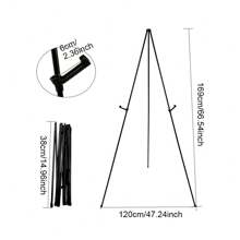 1 件婚礼基础款画架支架即时落地海报轻便可折叠便携带三脚架底座生日婚礼户外装饰 - 黑色 - 查看 4