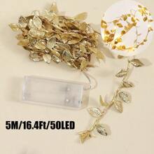1入家居裝飾仿真金色葉片串燈,電池供電LED仙女燈,適用於客廳牆面裝飾、生日裝飾、派對裝飾、婚禮裝飾、派對裝飾串燈、戶外花園樹木裝飾燈 - 金色葉子 - 查看 12
