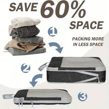 6 Piece Cube Travel Lightweight Luggage Packaging Storage Box Travel Accessories Expandable Storage Box Travel Essentials Set - Black - View 5