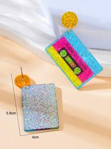 1 Paar retroglänzende Acryl-Tape Design bunte Pailletten Dekor Ohrringe Hänger Party Nacht Schmuck