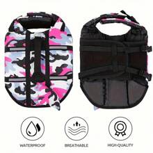 Camo Dog Life Jacket With Shark Fin Adjustable Reflective Pet Floatation Vest With Rescue Handle Life Preserver For Dog Swimming - Pink - View 8