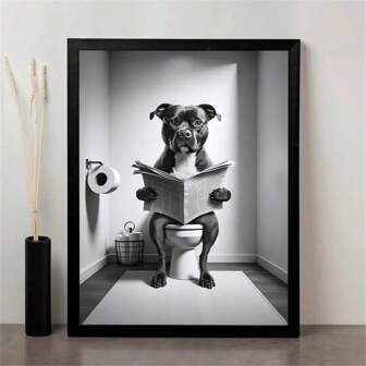 Staffordshire Bull Terrier Dog Canvas Print Poster - Art Deco Klassiskt Modernt djurtryck Väggdekor för klassrum, hemmakontor, vardagsrum, sovrum, matsal - Ramlös inomhus hundtema väggkonst - Vattentät konst, perfekt present och dekoration