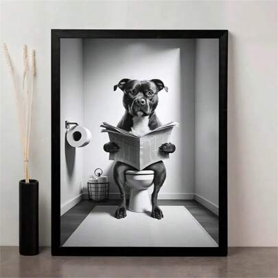 Impresión artística en lienzo de la raza Staffordshire Bull Terrier - Arte decorativo moderno clásico, impresión de animal para decoración de pared en aula, oficina en casa, sala de estar, dormitorio, comedor - Arte de pared sin marco, tema de perro, a prueba de agua, regalo y decoración perfectos