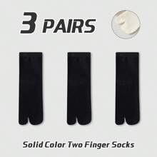 3 pares de calcetines de dedo dividido de estilo universitario de algodón cómodos y transpirables con antibacterias para mujer, de estilo minimalista liso, para las cuatro estaciones, otoño