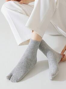 3 pares de calcetines de dedo dividido de estilo universitario de algodón cómodos y transpirables con antibacterias para mujer, de estilo minimalista liso, para las cuatro estaciones, otoño