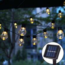 LED Solar Globe String Lights With Plastic Bulbs,Solar String Lights Outdoor,Festoon Rope Fairy Lamps Solar,Used For Camping Courtyard Garden Party Terrace Patio Decoration - Yellow - View 1