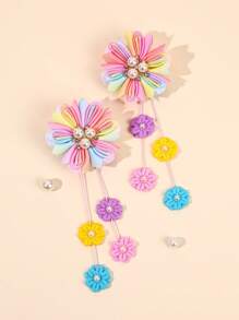 2 Stück Blumen Haarclips, weiße Haarspangen mit Blumenquasten, exquisite lässige Grosgrain Polyester Schleifenklammern, Haarspangen als Haaraccessoires für Mädchen