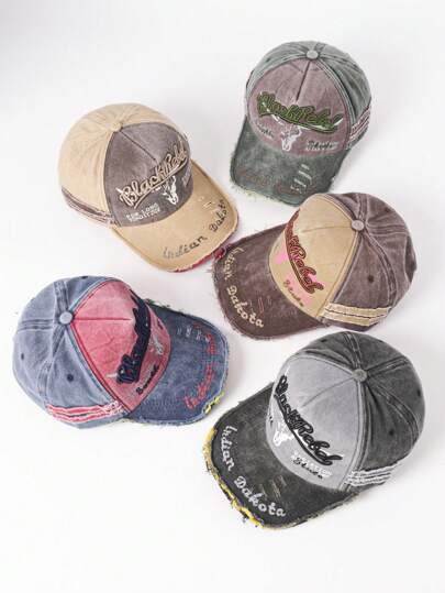 1pc Boné de beisebol hip-hop lavado e desgastado, visual vintage, ajustável, proteção solar externa