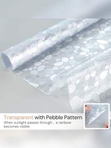 1 卷防紫外线隐私窗膜 - 彩色玻璃彩虹静电贴，带热控制，无残留磨砂贴花，适用于浴室/玻璃门（透明鹅卵石纹理）