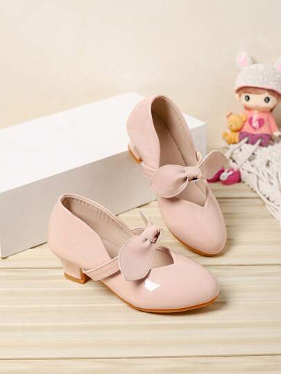 Zantong Dziecięce Wysokie Obcasy, Różowe Perły Brokatowe Grube Obcasy Impreza Ślub Kwiat Dziecko Elegancki Balet Taniec Księżniczka Wysokie Obcasy Na Zewnątrz Podróż Codzienne Noszenie Odpowiednie Dla/Dzieci/Studentów/Starszych Dzieci