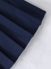 青少年女孩时尚棒球夹克和百褶裙两件套，校园风格 - 藏蓝色 - 查看 10