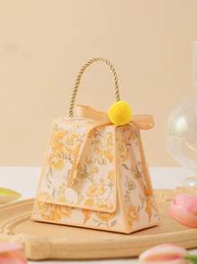 3 件装，豪华手绘花卉主题婚礼糖果盒，配有精致别针和毛绒球，婚礼礼物，生日派对周年纪念礼盒，圣诞巧克力饼干包装盒 - 彩色 - 查看 8