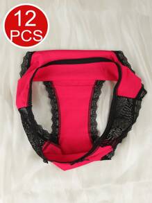 12 Or 6 Pieces Of Multi-Color Combination Set With Bow Decoration Cotton Women's Underwear, Skin Friendly, Soft, Comfortable, Breathable, High Waisted, Elastic, Suitable For Daily Wear In All Seasons - 混色12件裝 - 查看 8