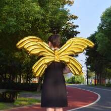1pc Inflatable Angel Wings Foil Balloon, Colorful Butterfly Backpack Decor, Wholesale For Party, Night Market,