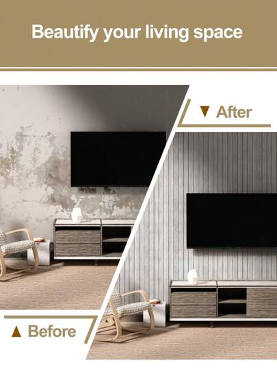 1PC 15.7"X 118"/13 Sq.F Peel Stick Vinyl Thickened Grille Wood Grain Wand Sticker,Waterproof Self Adhesive Stripe Tiles Roll Kitchen Living Room,Office Room (Grey Brown) Art Bedroom Stickers Home Paper ations Office Items Bathroom ation Stuff Ho Wallpapers view 6