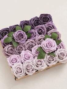 25 piezas de flores artificiales con aspecto real, rosas de espuma antigua con tallos para manualidades, ramos de boda, centros de mesa de baby shower, arreglos florales, decoración de mesas de fiesta y decoración del hogar