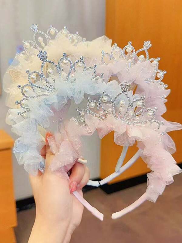1pc Crown Headpiece Princess Super Fairy Headband Birthday Headcloth Hair Hoop Sweet Cute Hair Clip Hair Accessories ﻿