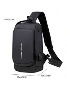 Men Chest Bag, Multifunctional Password Lock, Motorcycle Bag, Waterproof And Anti-Theft, Men Bag, Business Shoulder Bag Crossbody Bag, Sling Bag, Multifunctional Waterproof Scratch Resistant And Wear-Resistant With Combination Lock Anti Theft Travel Essentials Office Supplies (Random Lining Color) - Black - View 7