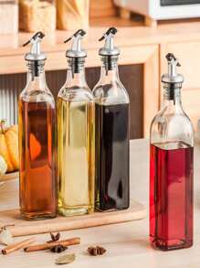 1 个防漏玻璃油瓶 - 耐腐蚀厨房容器，带密封盖，适用于芝麻油、醋和酱油 - 无铅，非常适合烹饪和装饰