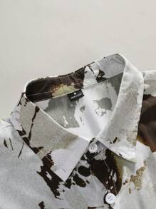 Men's Tie Dye Print Loose Casual Short Sleeve Shirt, Summer - Multicolor - View 3