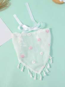 1pc Lace Triangular Headscarf, Women Veil Mesh Bandana Head Wrap - Multicolor - View 8