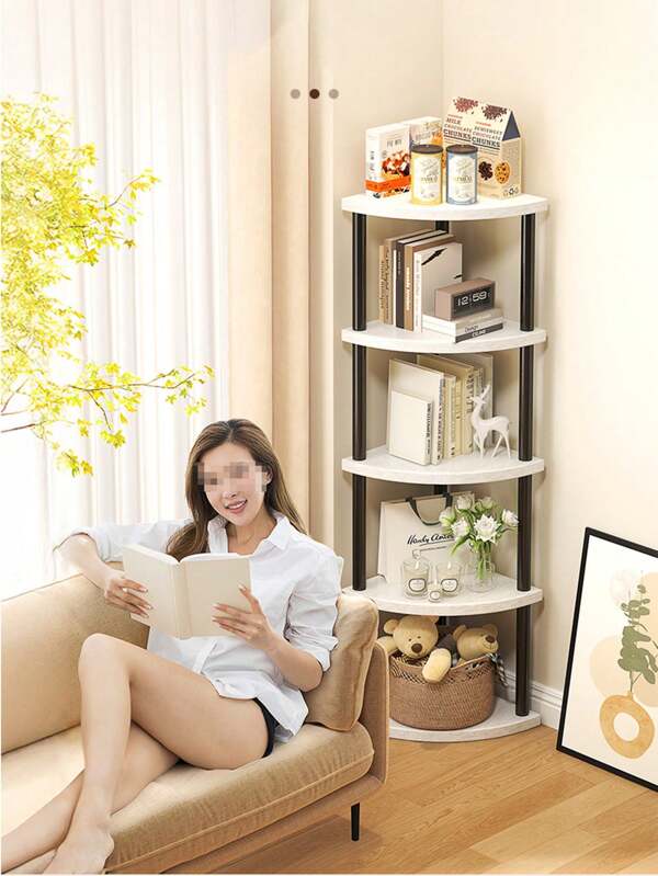 1PC Home Bookcase Corner Shelf Wall Punching-Free Tripod Living Room Kitchen Bathroom Bathroom Bedroom Wall-Mounted Partition Multilayer Storage Rack Wall-Mounted Corner Partition Bedroom Corner Living Room Storage Rack Wall Rack