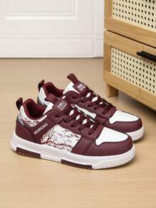 Pantofi de damă casual, cu imprimeu bloc de culoare, cu șireturi, pantofi de plimbare confortabili de zi cu zi, la modă, pentru cupluri, campus