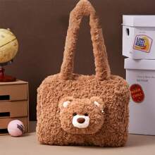 Miniso 吉福熊系列可爱大号电脑包卡通手提包童趣 (1件) - 棕色 - 查看 2