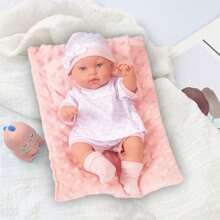 12-Inch Reborn Doll, Realistic Doll With Blue Outfit And Soft Sleeping Mat, Holiday/Birthday Gift (Includes Doll)