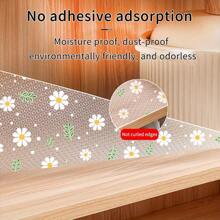 1 Roll Of Plastic Abrasion Resistant Waterproof Non-Slip Drawer Mat, Flower-Patterned, Moisture Proof, Dust Roll, For Kitchen Cabinets, Desk Protection, Refrigerator Lining