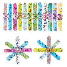 12pcs Colorful Resin Butterfly Bangle Bracelets, Vibrant Plastic Cracked Circle Bangle Bracelets With Butterfly Design, Suitable For Wedding, Bridal Shower, Birthday Party Decoration - No Power Required