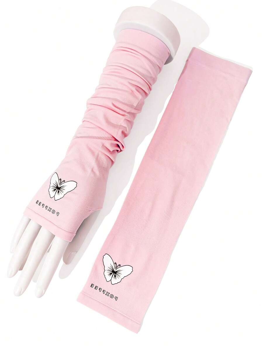 1 双女士蝴蝶印花夜光时尚袖套，夏季 - 彩色 - 查看 1