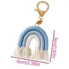 1pc Handmade Colorful Rainbow Design Bag Charm Accessory Summer Crochet - Baby Blue - View 2